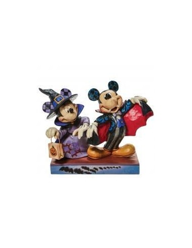 Figura enesco disney halloween mickey mouse & minnie mouse vampiro y bruja