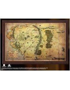 Replica the noble collection el hobbit mapa de la tierra media montado sobre madera 40 x 25 cm